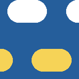 Square pattern piece. Edge positions run from 0 to 159. top edge: blue 0–32, white 33–76, blue 77–151, white 152–159; bottom edge: blue 0–159; left edge: blue 0–98, yellow 99–144, blue 145–159; right edge: white 0–45, blue 46–159.