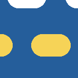 Square pattern piece. Edge positions run from 0 to 159. top edge: blue 0–15, white 16–93, blue 94–134, white 135–159; bottom edge: blue 0–159; left edge: blue 0–69, yellow 70–115, blue 116–159; right edge: white 0–16, blue 17–159.