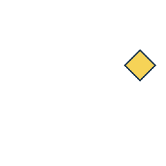 yellow diamond at grid (4, 2), size 3, quarter-turn orientation 0, filled, no dot. Grid coordinates describe a four-by-four tile; editorial descriptions are not validated accommodations.