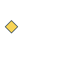 yellow diamond at grid (1, 2), size 3, quarter-turn orientation 0, filled, no dot. Grid coordinates describe a four-by-four tile; editorial descriptions are not validated accommodations.
