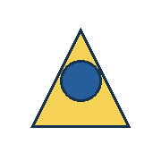 yellow triangle centered at (90, 90), blue inner circle radius 23. Coordinates refer to a 180 by 180 tile.