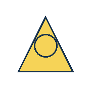 yellow triangle centered at (90, 90), yellow inner circle radius 23. Coordinates refer to a 180 by 180 tile.