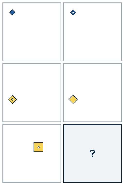 3 rows of paired geometric pictures. The final picture is missing.