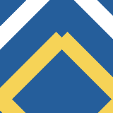 Square pattern piece. Edge positions run from 0 to 159. top edge: blue 0–36, white 37–69, blue 70–104, white 105–137, blue 138–159; bottom edge: blue 0–2, yellow 3–35, blue 36–138, yellow 139–159; left edge: blue 0–36, white 37–69, blue 70–123, yellow 124–156, blue 157–159; right edge: blue 0–21, white 22–54, blue 55–108, yellow 109–159.