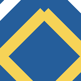 Square pattern piece. Edge positions run from 0 to 159. top edge: blue 0–7, white 8–40, blue 41–133, white 134–159; bottom edge: blue 0–31, yellow 32–64, blue 65–109, yellow 110–142, blue 143–159; left edge: blue 0–7, white 8–40, blue 41–94, yellow 95–127, blue 128–159; right edge: white 0–25, blue 26–79, yellow 80–142, blue 143–159.