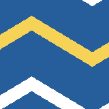 Square pattern piece. Edge positions run from 0 to 159. top edge: blue 0–120, white 121–149, blue 150–159; bottom edge: white 0–2, blue 3–89, white 90–124, blue 125–145, white 146–159; left edge: blue 0–50, yellow 51–72, blue 73–139, white 140–159; right edge: blue 0–61, yellow 62–83, blue 84–150, white 151–159.