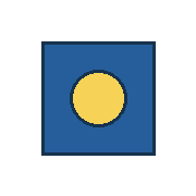 blue square centered at (90, 90), yellow inner circle radius 26. Coordinates refer to a 180 by 180 tile.