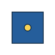 blue square centered at (90, 90), yellow inner circle radius 12. Coordinates refer to a 180 by 180 tile.