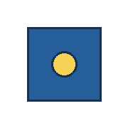 blue square centered at (90, 90), yellow inner circle radius 18. Coordinates refer to a 180 by 180 tile.