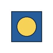 blue square centered at (90, 90), yellow inner circle radius 34. Coordinates refer to a 180 by 180 tile.
