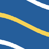 Square pattern piece. Edge positions run from 0 to 159. top edge: blue 0–85, white 86–114, blue 115–159; bottom edge: blue 0–51, white 52–80, blue 81–159; left edge: blue 0–40, yellow 41–55, blue 56–128, white 129–143, blue 144–159; right edge: blue 0–17, white 18–31, blue 32–105, yellow 106–119, blue 120–159.