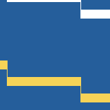 Square pattern piece. Edge positions run from 0 to 159. top edge: blue 0–9, white 10–117, blue 118–159; bottom edge: blue 0–159; left edge: blue 0–87, yellow 88–100, blue 101–159; right edge: blue 0–13, white 14–26, blue 27–135, yellow 136–148, blue 149–159.