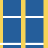 Square pattern piece. Edge positions run from 0 to 159. top edge: yellow 0–8, blue 9–68, yellow 69–84, blue 85–144, yellow 145–159; bottom edge: yellow 0–8, blue 9–68, yellow 69–84, blue 85–144, yellow 145–159; left edge: yellow 0–141, white 142–149, yellow 150–159; right edge: yellow 0–159.