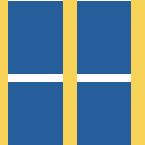 Square pattern piece. Edge positions run from 0 to 159. top edge: yellow 0–8, white 9–68, yellow 69–84, white 85–144, yellow 145–159; bottom edge: yellow 0–8, blue 9–68, yellow 69–84, blue 85–144, yellow 145–159; left edge: yellow 0–159; right edge: yellow 0–159.