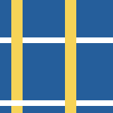 Square pattern piece. Edge positions run from 0 to 159. top edge: blue 0–15, yellow 16–31, blue 32–91, yellow 92–107, blue 108–159; bottom edge: blue 0–15, yellow 16–31, blue 32–91, yellow 92–107, blue 108–159; left edge: blue 0–52, white 53–60, blue 61–141, white 142–149, blue 150–159; right edge: blue 0–52, white 53–60, blue 61–141, white 142–149, blue 150–159.