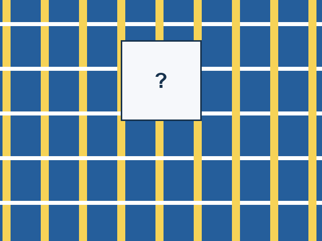 A continuous crosshair paths design with one rectangular missing tile.