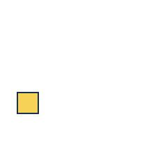 yellow square at grid (1, 3), size 2, quarter-turn orientation 0, filled, no dot. Grid coordinates describe a four-by-four tile; editorial descriptions are not validated accommodations.