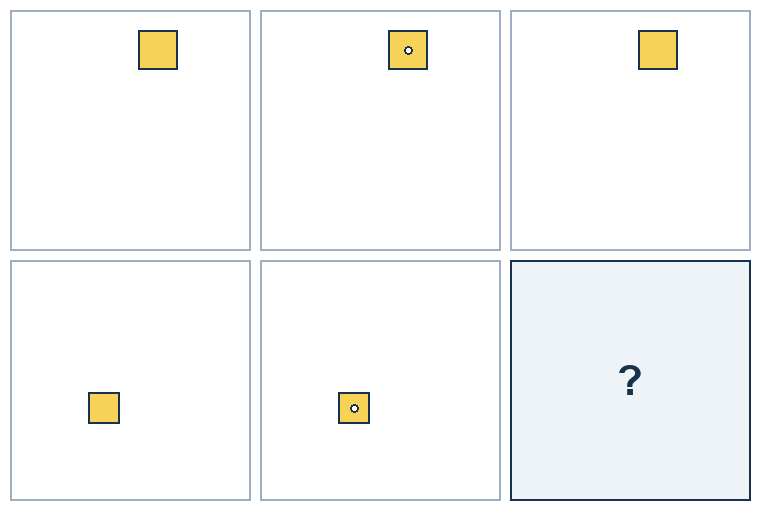 2 rows of three successive geometric pictures. The final picture is missing.