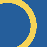 Square pattern piece. Edge positions run from 0 to 159. top edge: yellow 0–72, blue 73–159; bottom edge: blue 0–54, yellow 55–93, blue 94–159; left edge: yellow 0–13, blue 14–159; right edge: blue 0–159.