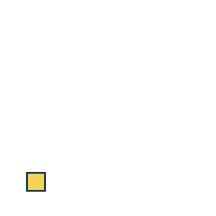 yellow square at grid (1, 4), size 1, quarter-turn orientation 0, filled, no dot. Grid coordinates describe a four-by-four tile; editorial descriptions are not validated accommodations.