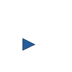 blue triangle at grid (2, 3), size 3, quarter-turn orientation 1, filled, no dot. Grid coordinates describe a four-by-four tile; editorial descriptions are not validated accommodations.