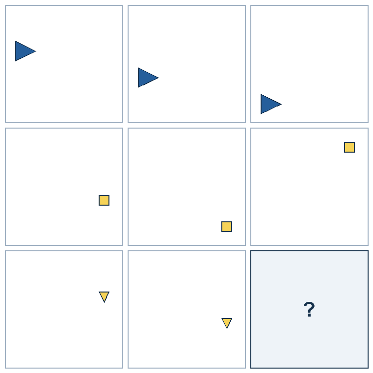3 rows of three successive geometric pictures. The final picture is missing.