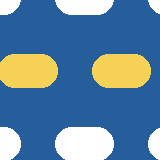 Square pattern piece. Edge positions run from 0 to 159. top edge: white 0–20, blue 21–54, white 55–113, blue 114–147, white 148–159; bottom edge: white 0–10, blue 11–64, white 65–103, blue 104–157, white 158–159; left edge: white 0–14, blue 15–61, yellow 62–79, blue 80–126, white 127–159; right edge: white 0–13, blue 14–127, white 128–159.
