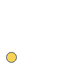 yellow circle at grid (1, 4), size 2, quarter-turn orientation 0, filled, no dot. Grid coordinates describe a four-by-four tile; editorial descriptions are not validated accommodations.