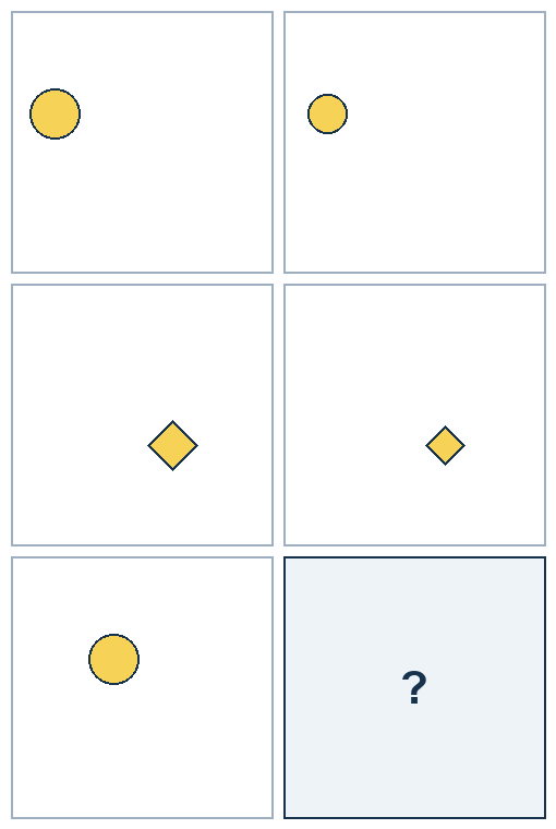 3 rows of paired geometric pictures. The final picture is missing.