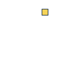 yellow square at grid (3, 1), size 1, quarter-turn orientation 0, filled, no dot. Grid coordinates describe a four-by-four tile; editorial descriptions are not validated accommodations.