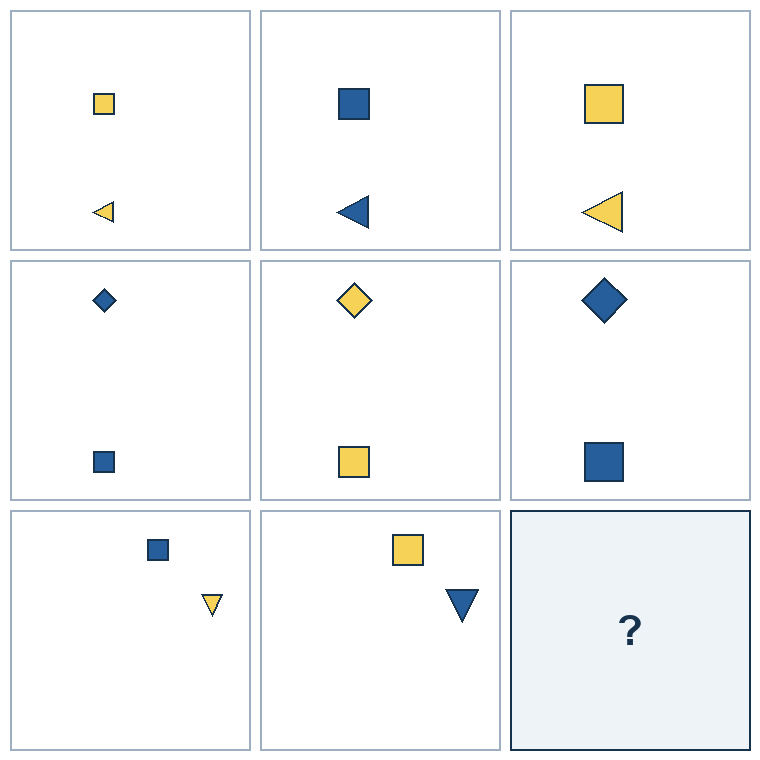 3 rows of three successive geometric pictures. The final picture is missing.