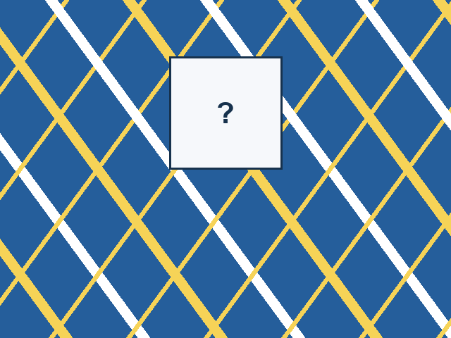 A continuous intersecting diagonals design with one rectangular missing tile.