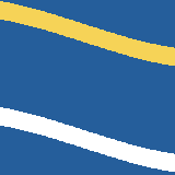 Square pattern piece. Edge positions run from 0 to 159. top edge: blue 0–159; bottom edge: blue 0–159; left edge: blue 0–0, yellow 1–17, blue 18–97, white 98–114, blue 115–159; right edge: blue 0–43, yellow 44–59, blue 60–140, white 141–156, blue 157–159.