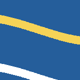 Square pattern piece. Edge positions run from 0 to 159. top edge: blue 0–159; bottom edge: blue 0–59, white 60–114, blue 115–159; left edge: blue 0–29, yellow 30–46, blue 47–126, white 127–143, blue 144–159; right edge: blue 0–72, yellow 73–88, blue 89–159.