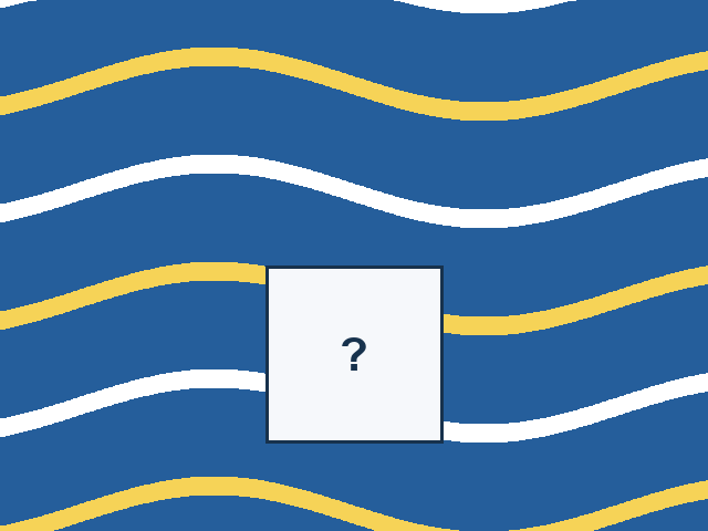 A continuous sine ribbons design with one rectangular missing tile.