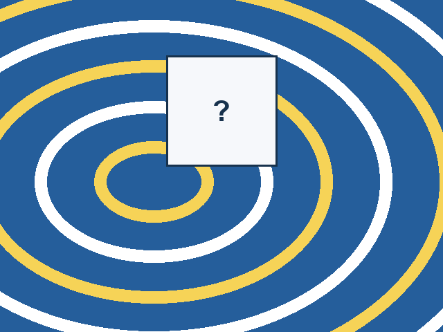 A continuous nested ellipses design with one rectangular missing tile.