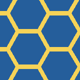 Square pattern piece. Edge positions run from 0 to 159. top edge: blue 0–24, yellow 25–34, blue 35–77, yellow 78–87, blue 88–148, yellow 149–157, blue 158–159; bottom edge: blue 0–15, yellow 16–25, blue 26–86, yellow 87–96, blue 97–139, yellow 140–148, blue 149–159; left edge: blue 0–21, yellow 22–30, blue 31–93, yellow 94–102, blue 103–159; right edge: blue 0–54, yellow 55–69, blue 70–125, yellow 126–140, blue 141–159.