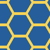 Square pattern piece. Edge positions run from 0 to 159. top edge: blue 0–22, yellow 23–31, blue 32–96, yellow 97–105, blue 106–145, yellow 146–154, blue 155–159; bottom edge: blue 0–23, yellow 24–32, blue 33–95, yellow 96–104, blue 105–146, yellow 147–155, blue 156–159; left edge: blue 0–2, yellow 3–11, blue 12–74, yellow 75–83, blue 84–145, yellow 146–154, blue 155–159; right edge: blue 0–21, yellow 22–37, blue 38–48, yellow 49–64, blue 65–93, yellow 94–109, blue 110–120, yellow 121–136, blue 137–159.