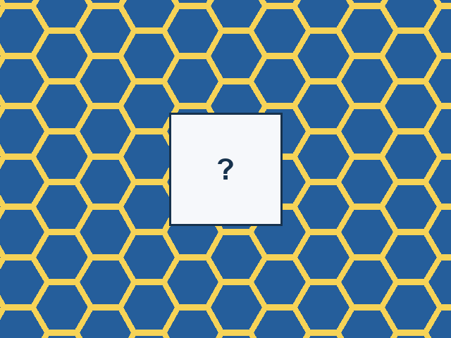 A continuous hexagonal grid design with one rectangular missing tile.