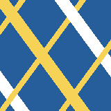 Square pattern piece. Edge positions run from 0 to 159. top edge: yellow 0–12, blue 13–26, yellow 27–36, blue 37–78, white 79–99, blue 100–113, yellow 114–123, blue 124–159; bottom edge: yellow 0–7, blue 8–20, white 21–42, blue 43–84, yellow 85–94, blue 95–107, yellow 108–129, blue 130–159; left edge: yellow 0–12, blue 13–36, yellow 37–49, blue 50–101, white 102–130, blue 131–155, yellow 156–159; right edge: blue 0–56, yellow 57–70, blue 71–81, white 82–110, blue 111–159.