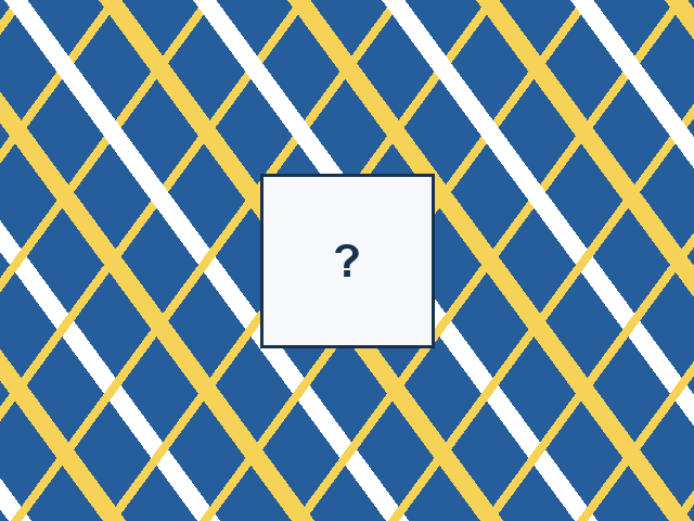 A continuous intersecting diagonals design with one rectangular missing tile.