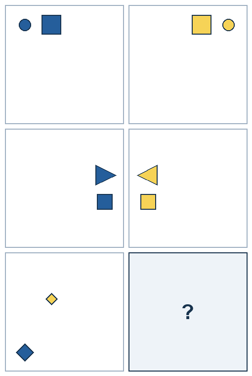3 rows of paired geometric pictures. The final picture is missing.