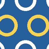 Square pattern piece. Edge positions run from 0 to 159. top edge: blue 0–4, white 5–15, blue 16–47, white 48–58, blue 59–107, white 108–118, blue 119–150, white 151–159; bottom edge: blue 0–3, white 4–14, blue 15–48, white 49–59, blue 60–106, white 107–117, blue 118–151, white 152–159; left edge: blue 0–14, white 15–29, blue 30–54, yellow 55–70, blue 71–95, yellow 96–111, blue 112–136, white 137–151, blue 152–159; right edge: white 0–22, blue 23–72, yellow 73–93, blue 94–143, white 144–159.