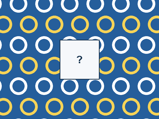 A continuous ring rows design with one rectangular missing tile.