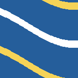 Square pattern piece. Edge positions run from 0 to 159. top edge: blue 0–85, yellow 86–120, blue 121–159; bottom edge: blue 0–91, yellow 92–132, blue 133–159; left edge: blue 0–15, white 16–30, blue 31–93, yellow 94–108, blue 109–159; right edge: blue 0–4, yellow 5–19, blue 20–82, white 83–97, blue 98–159.