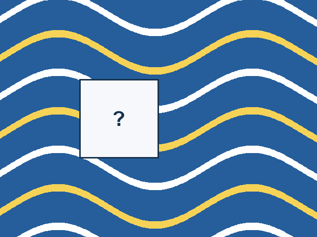 A continuous sine ribbons design with one rectangular missing tile.