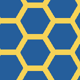 Square pattern piece. Edge positions run from 0 to 159. top edge: blue 0–40, yellow 41–51, blue 52–87, yellow 88–100, blue 101–149, yellow 150–159; bottom edge: blue 0–32, yellow 33–44, blue 45–95, yellow 96–108, blue 109–141, yellow 142–153, blue 154–159; left edge: blue 0–33, yellow 34–48, blue 49–96, yellow 97–111, blue 112–159; right edge: yellow 0–24, blue 25–59, yellow 60–87, blue 88–122, yellow 123–150, blue 151–159.