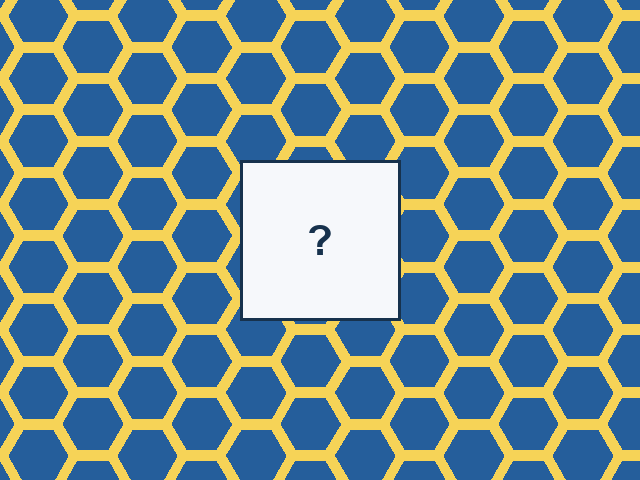 A continuous hexagonal grid design with one rectangular missing tile.