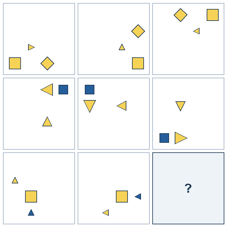 3 rows of three successive geometric pictures. The final picture is missing.