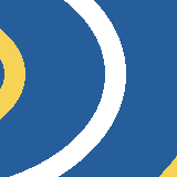 Square pattern piece. Edge positions run from 0 to 159. top edge: blue 0–57, white 58–84, blue 85–159; bottom edge: blue 0–8, white 9–52, blue 53–143, yellow 144–159; left edge: blue 0–25, yellow 26–53, blue 54–79, yellow 80–107, blue 108–159; right edge: blue 0–140, yellow 141–159.
